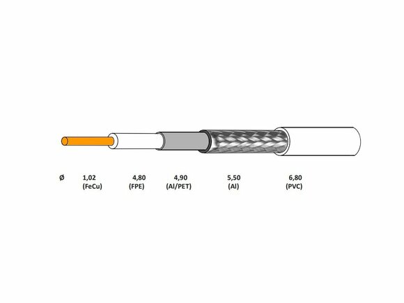 Koaxiálny kábel CONO-TECH RG6U 1,02mm CCS/AL, PVC, 6,8mm, 100m, fólia
