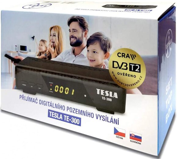 TESLA TE-300 - set-top box DVB-T2 (H.265/HEVC), ověřeno CRA